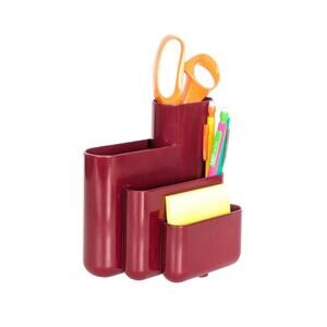 1980s Vintage Tenex Desk Organizer - Burgundy - 7 Compartments
